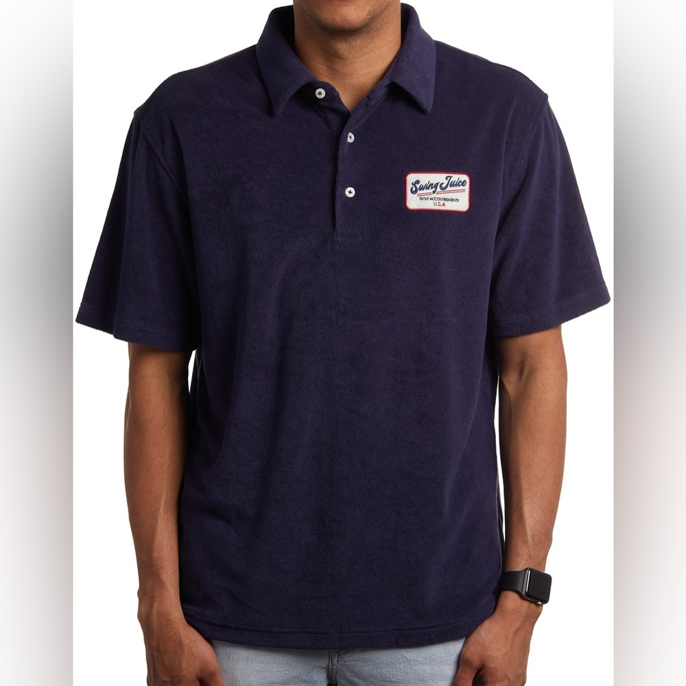 Men's Swingjuice navy terry polo shirt- size Large- NWT!